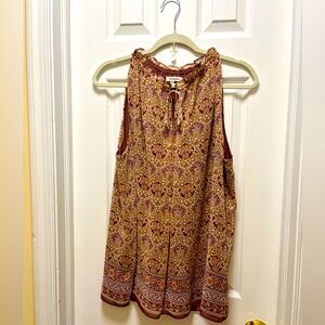 Brown Floral Max Studio Sleeveless Blouse, Size Large EXCELLENT CONDITION
